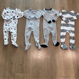Cozy Kids Footies Set - Gray and White Patterns